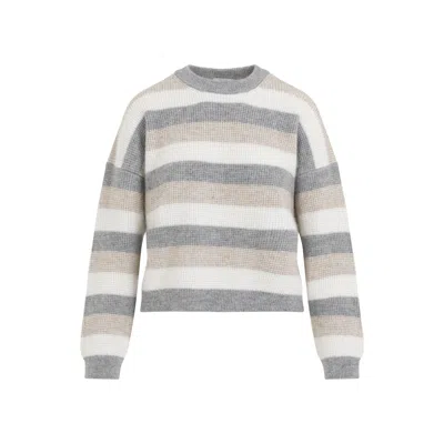 Peserico Striped Wool Silk Cashmere Blend Sweater