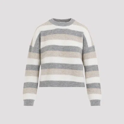 Peserico Striped Wool Silk Cashmere Blend Sweater