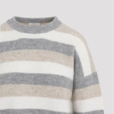 Peserico Striped Wool Silk Cashmere Blend Sweater