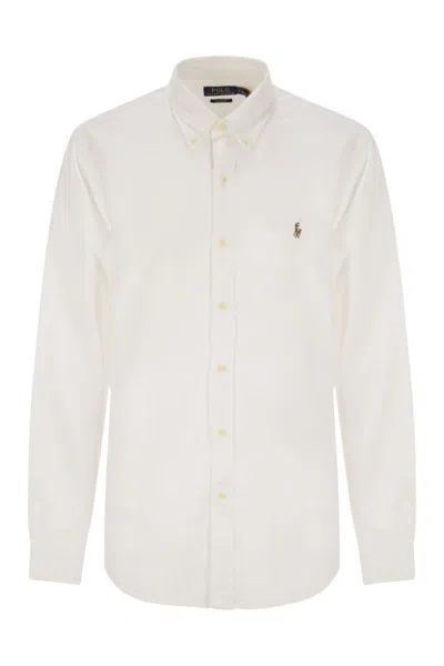Polo Ralph Lauren Slim Fit White Cotton Shirt With Embroidered Logo