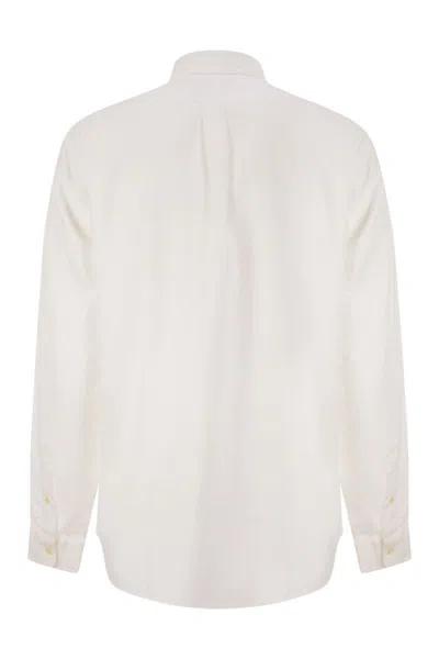 Polo Ralph Lauren Slim Fit White Cotton Shirt With Embroidered Logo