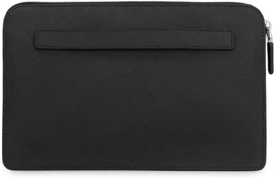 Prada Triangle Logo Leather Clutch Bag
