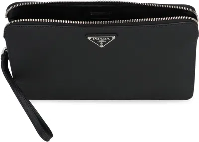 Prada Triangle Logo Leather Clutch Bag