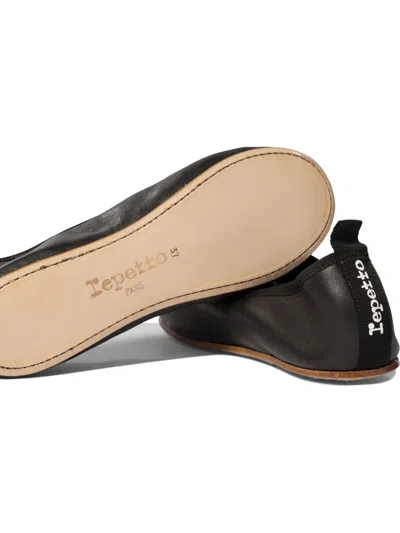 Repetto 'gianna' Black Ballet Flats With Elastic Bands