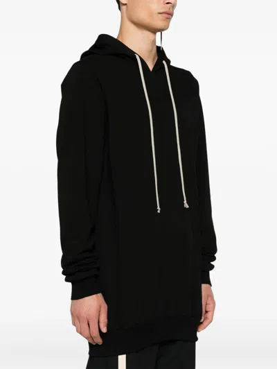 Rick Owens Mens Black Oversized Drawstring Cotton-jersey Hoody Xs