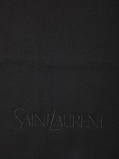 Saint Laurent Embroidered Logo Rectangular Scarf In Cashemre Jacquard Accessories