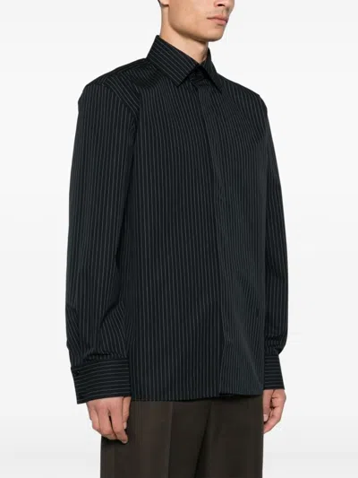 Saint Laurent Ysl Pinstriped Silk Shirt