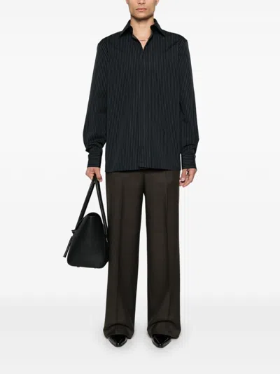 Saint Laurent Ysl Pinstriped Silk Shirt