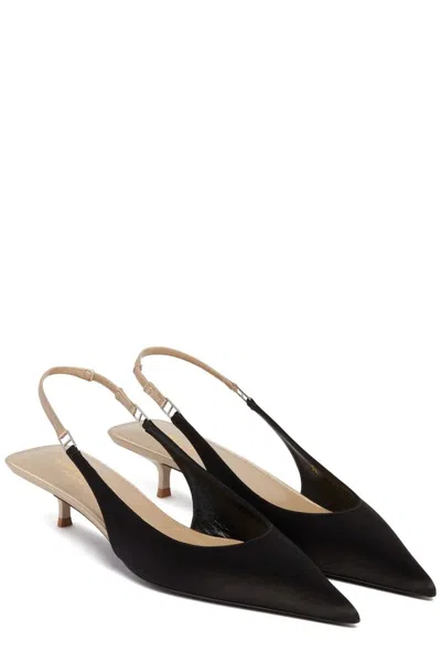 Saint Laurent Cherish Open Back Pumps In Crêpe Satin