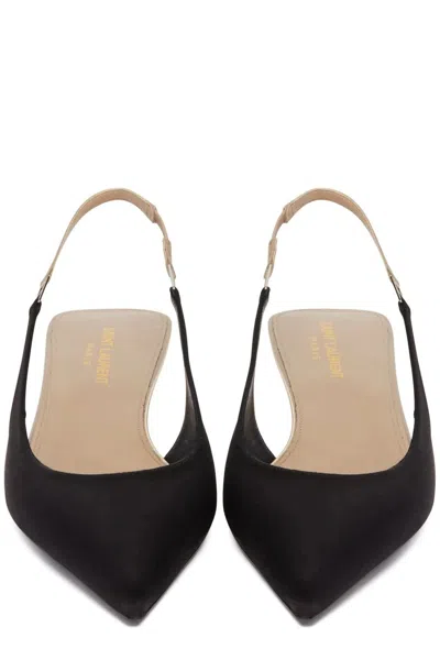 Saint Laurent Cherish Open Back Pumps In Crêpe Satin