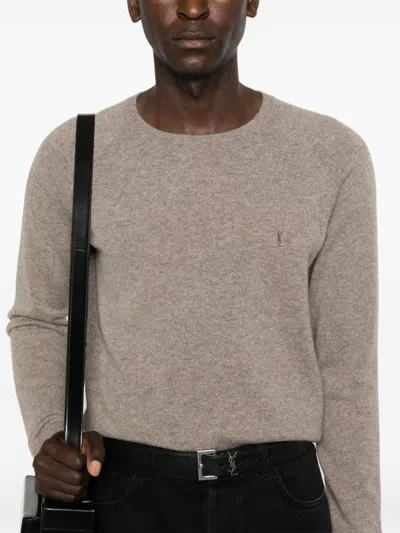 Saint Laurent Cassandre Cashmere Sweater Men In Neutral