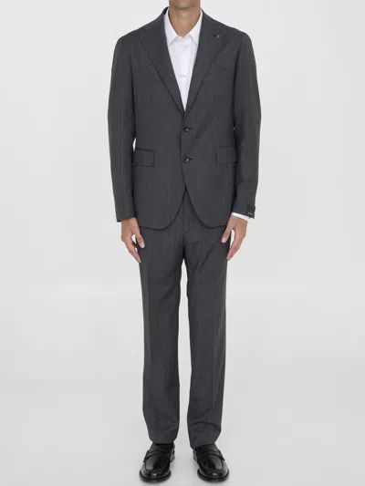 Tagliatore Men Two-piece Suit In Virgin Wool In Gray