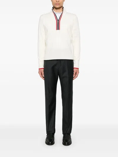 Thom Browne Off-white Wool Funnel Neck Sweater
