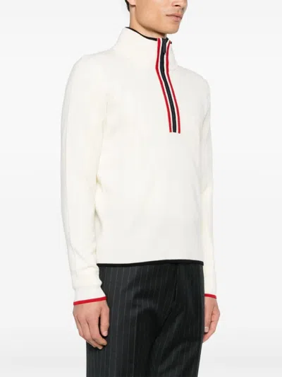 Thom Browne Off-white Wool Funnel Neck Sweater