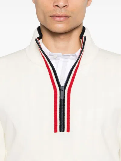 Thom Browne Off-white Wool Funnel Neck Sweater