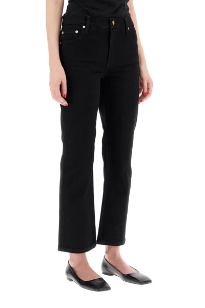 Tory Burch Black Cropped Kick Flare Jeans