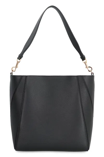 Tory Burch Black Bucket Bag With Tonal Logo In Leather Woman