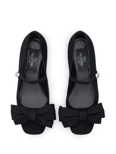 Valentino Satin Bow Mary Jane Ballerina Flats