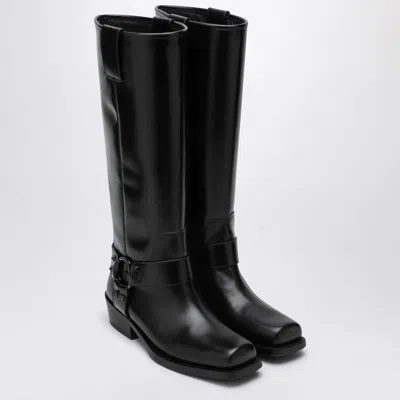 Valentino Rockstud Biker Knee-high Leather Boots
