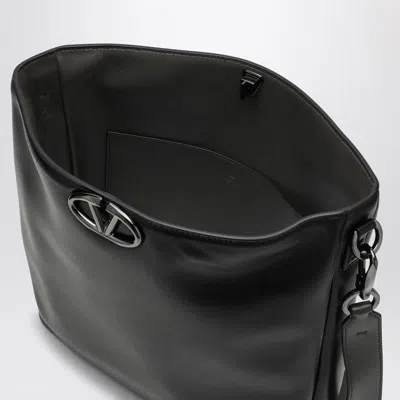 Valentino Garavani Logo Lock Leather Shoulder Bag In Black