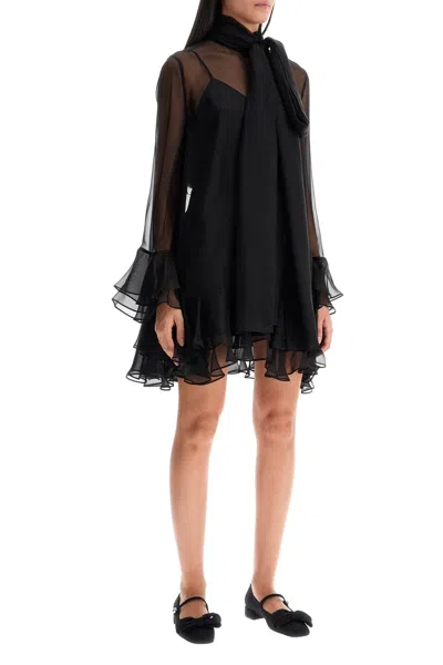 Valentino Semi-sheer Ruffled Mini Dress