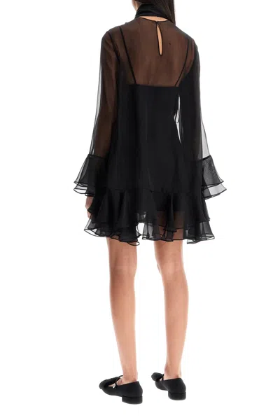 Valentino Semi-sheer Ruffled Mini Dress