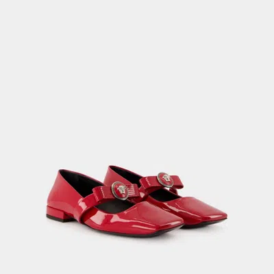 Versace Gianni Ribbon Ballerines In Red