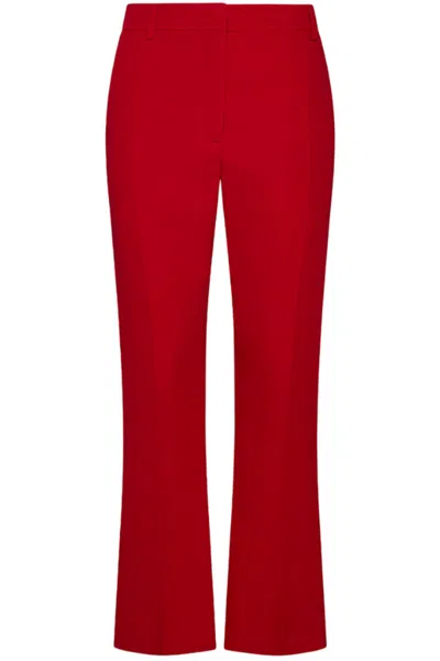 Valentino Garavani Silk Cady Trousers With Tailored Silhouette In Red