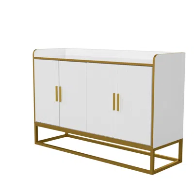 Streamdale Furniture Streamdale Modern Kitchen Buffet Storage Cabinet Cupboard Gloss With Metal