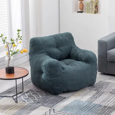 Streamdale Furniture Streamdale Soft Tufted Foam Bean Bag Chair With Teddy Fabric Green