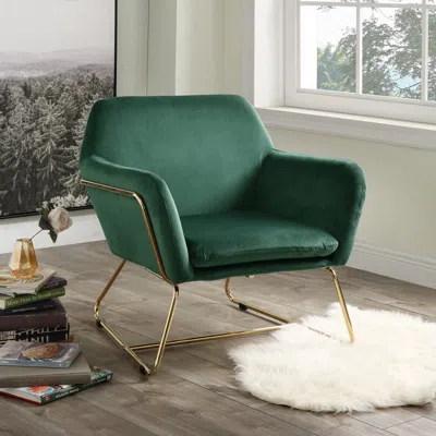 Streamdale Furniture Streamdale Keira Velvet Accent Chair With Metal Base
