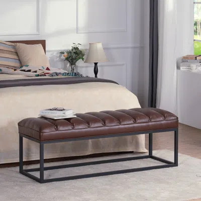 Streamdale Furniture Streamdale Metal Base Upholstered Bench For Bedroom For Entryway