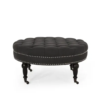 Streamdale Furniture Streamdale Stylish Upholstered Ottoman With Nailhead Trim