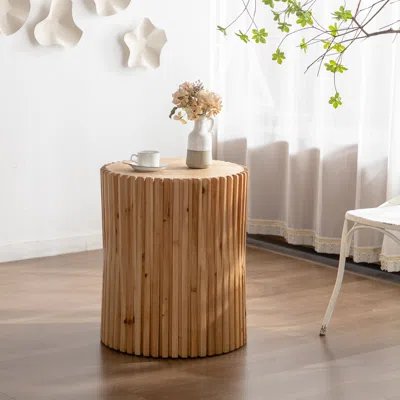 Streamdale Furniture Streamdale Retro Fashion Style Cylindrical Coffee Table With Vertical Texture