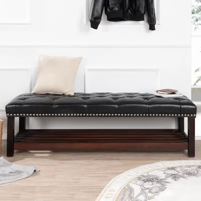 Streamdale Furniture Streamdale Wooden Base Upholstered Bench For Bedroom For Entryway