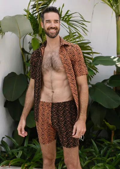 Jmp The Label Carlsbad Button Down Shirt - Tiger Switch Print In Multi
