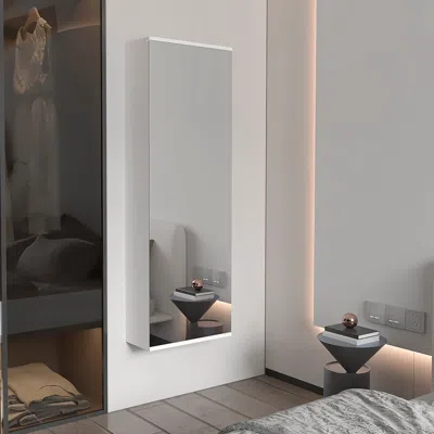 Streamdale Furniture Streamdale Montauk 5-shelf Wall Mounted Shoe Cabinet With Mirror Door Light