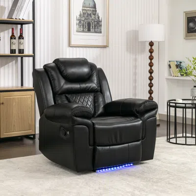 Streamdale Furniture Streamdale Home Theater Seating Manual Recliner Chair With Led Light Strip