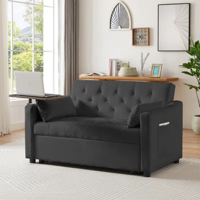 Streamdale Furniture Streamdale Black Velvet Sofa Bed