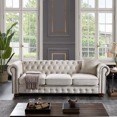 Streamdale Furniture Streamdale Chesterfield Sofa Linen Fabric