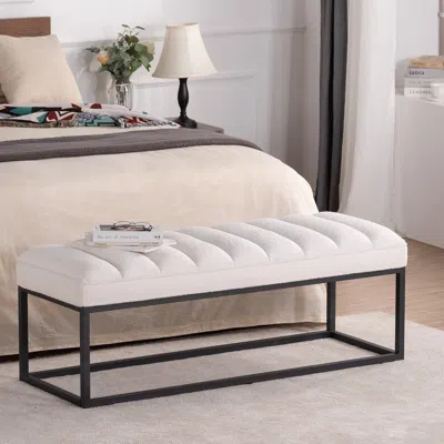 Streamdale Furniture Streamdale Metal Base Upholstered Bench For Bedroom For Entryway