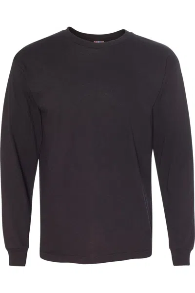 Bayside Usa-made 100% Cotton Long Sleeve T-shirt In Black