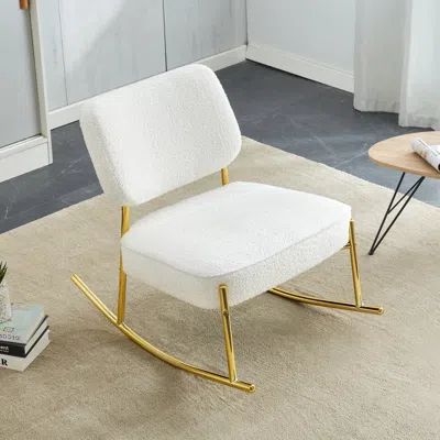 Streamdale Furniture Streamdale Suede Rocking Chair With Golden Legs
