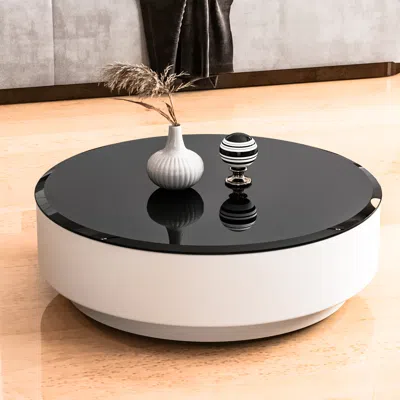 Streamdale Furniture Streamdale 32" Inch Round Tempered Glass Table Top Black Glass 1/2" Inch Thick