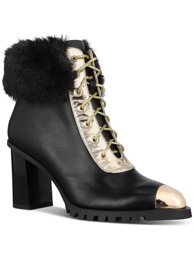 Things Ii Come Maliyana Womens Faux Leather Block Heel Ankle Boots In Black