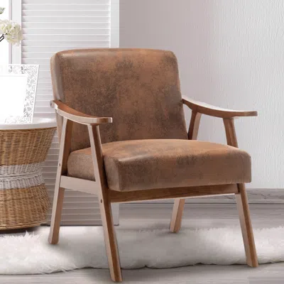 Streamdale Furniture Streamdale Mid-century Velvet & Wood Accent Chair For Comfort And Style