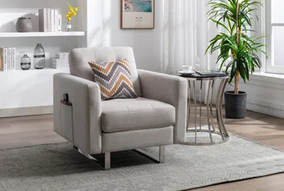 Streamdale Furniture Streamdale Victoria Linen Fabric Armchair With Metal Legs