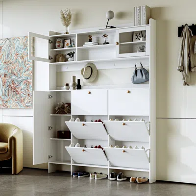 STREAMDALE FURNITURE STREAMDALE MULTIFUNCTIONAL SHOE CABINET WITH STORAGE & 6 DRAWERS 