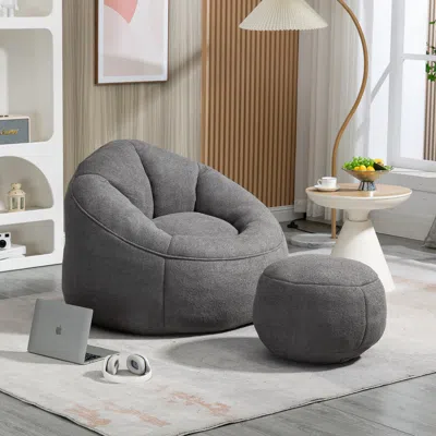 Streamdale Furniture Streamdale Compressed Foam Bean Bag Chair With Footrest