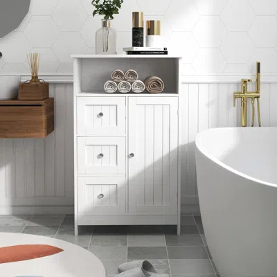 Streamdale Furniture Streamdale Bathroom Standing Storage Cabinet With 3 Drawers And 1 Door